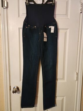 NWT GAP 1969 Maternity Authentic Real Straight Jeans Dark Wash Size 25